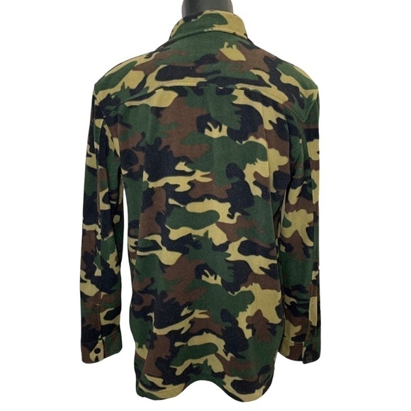 Djab Simons Green Fleece Sweater Jacket Camo Shacket Snap Buttons Sz L Hunting - Picture 3 of 13